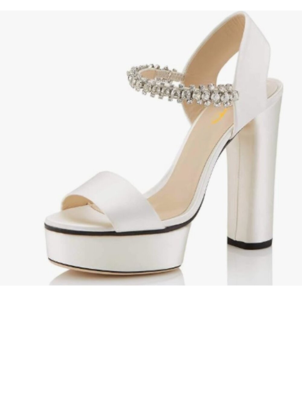 XYD Ivory Sexy Open Toe Strappy Platform Sandals Rhinestone Slingback Shoes